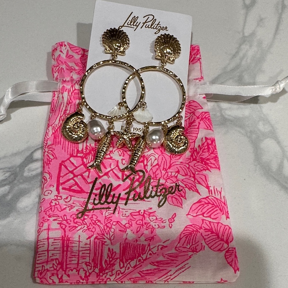 Lilly Pulitzer Gold and Pearl Statement Earrings
